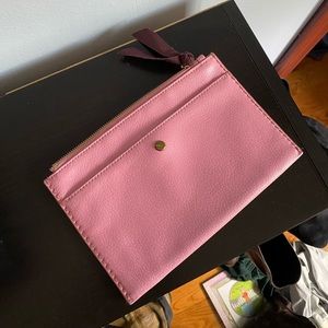 J. Crew clutch, oversized wallet in dusty pink